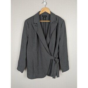 Lane Bryant Blazer Womens 14 Gray Tie Waist Wrap Jacket Lined Career Office